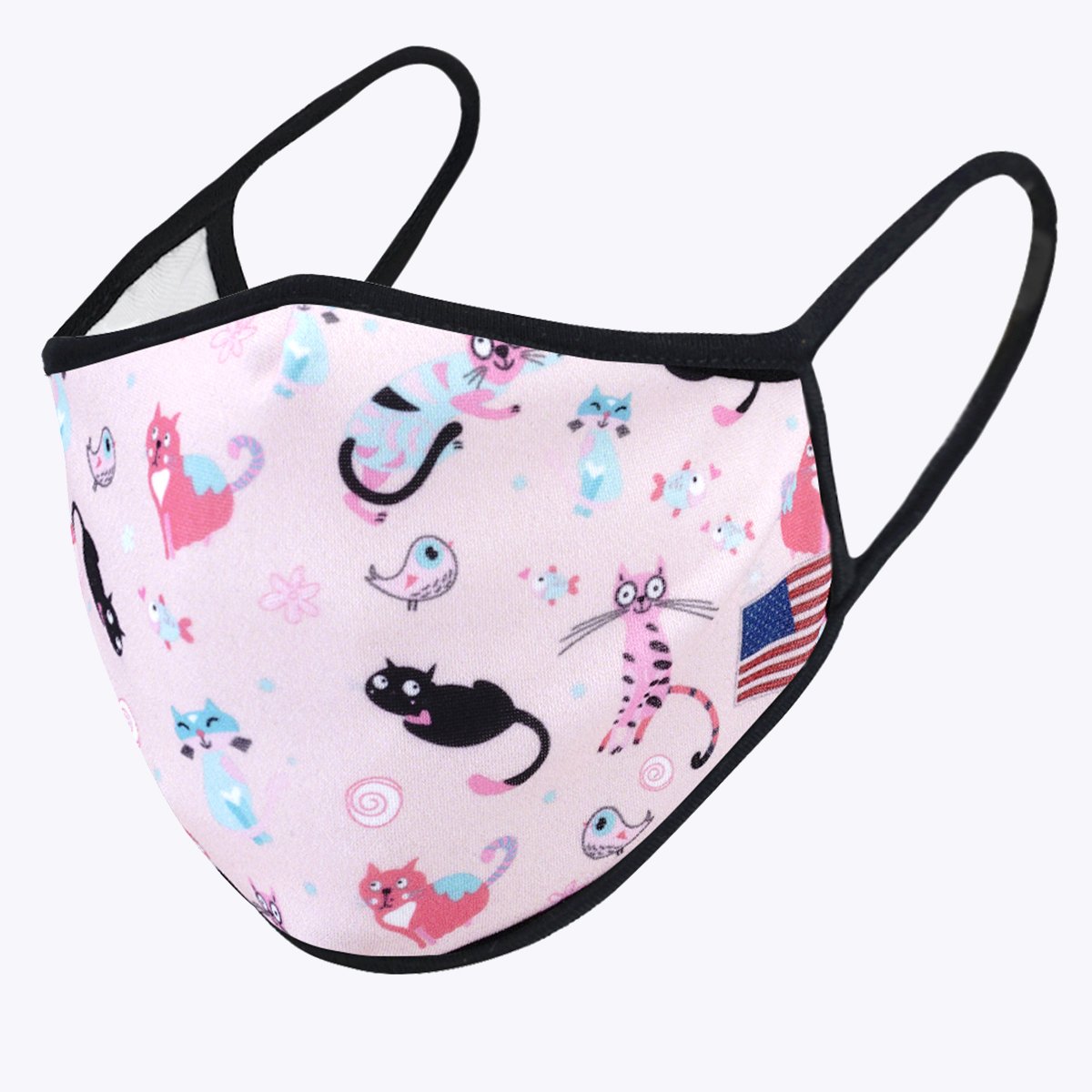 Pink Animals 3-Layered Face Cover featuring a unique animal print design, made from polyester and cotton, suitable for unisex wear.