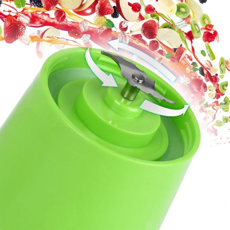 Portable Smoothie Blender in pink color, showcasing its compact design and USB charging port.