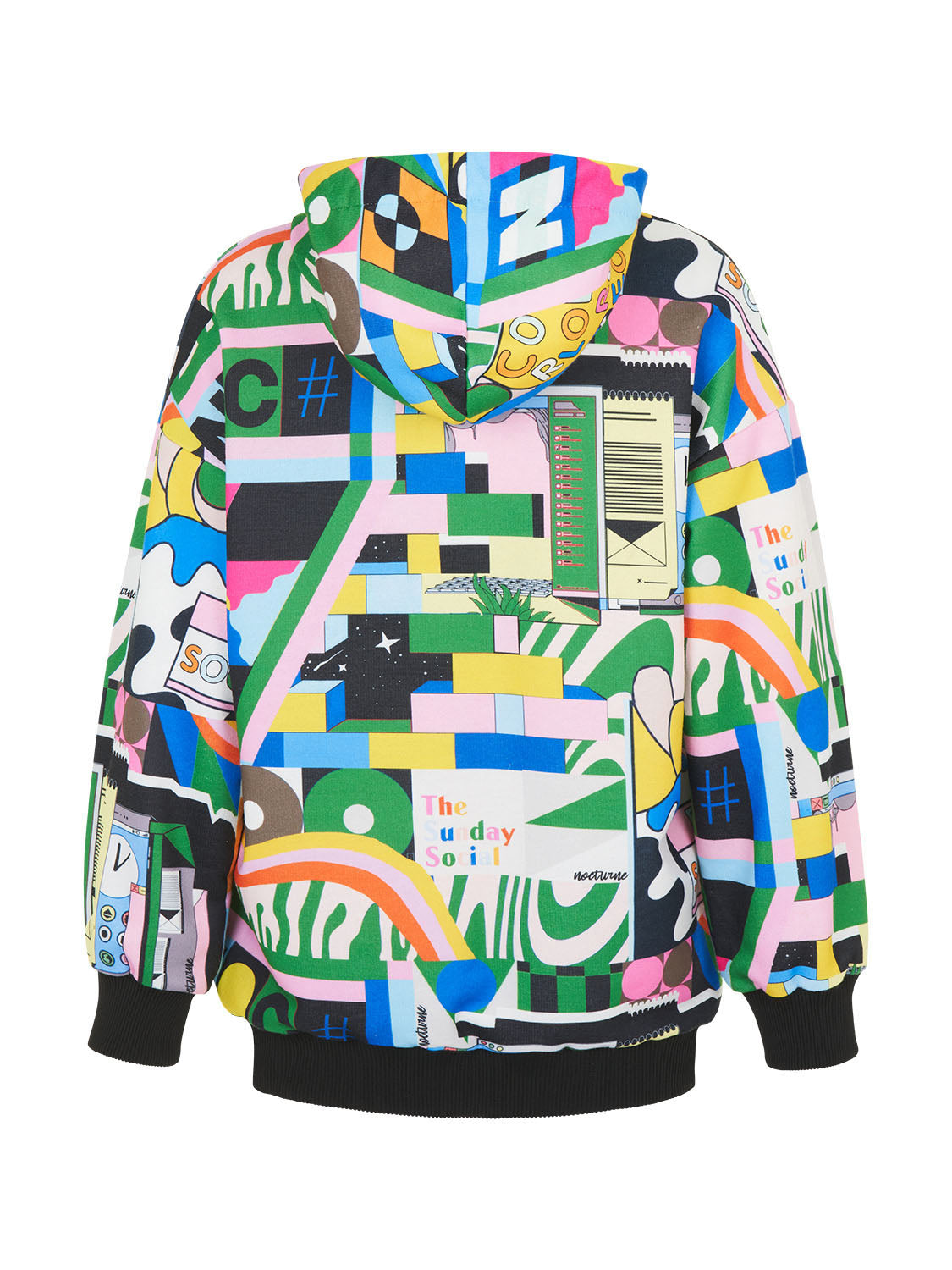 A stylish Print Oversized Sweatshirt featuring a cozy hood, long sleeves, and a relaxed fit, perfect for casual wear.