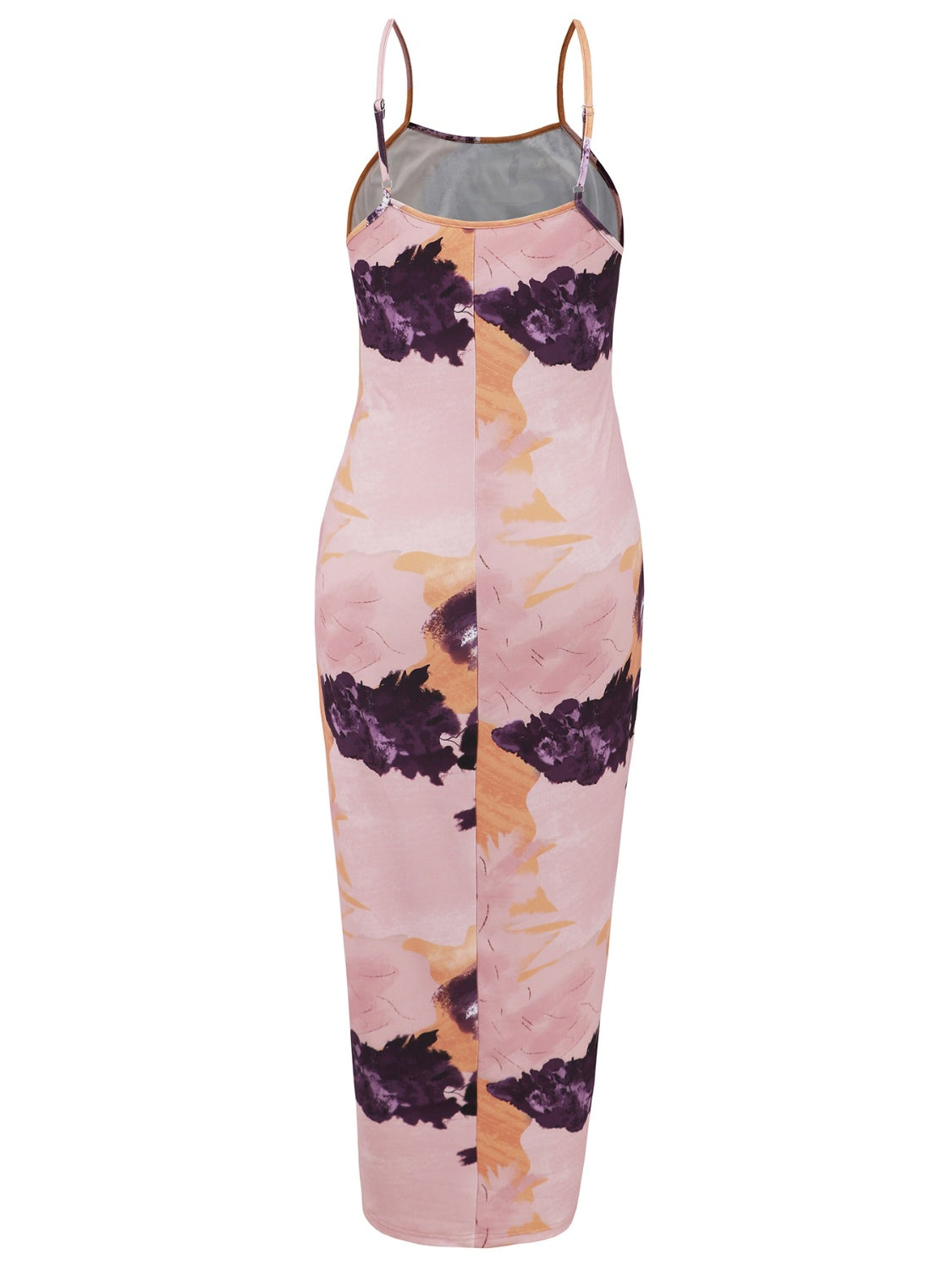 A stylish Printed Spaghetti Strap Cami Dress featuring a basic design, slightly stretchy fabric, and spaghetti straps, perfect for casual or dressy occasions.