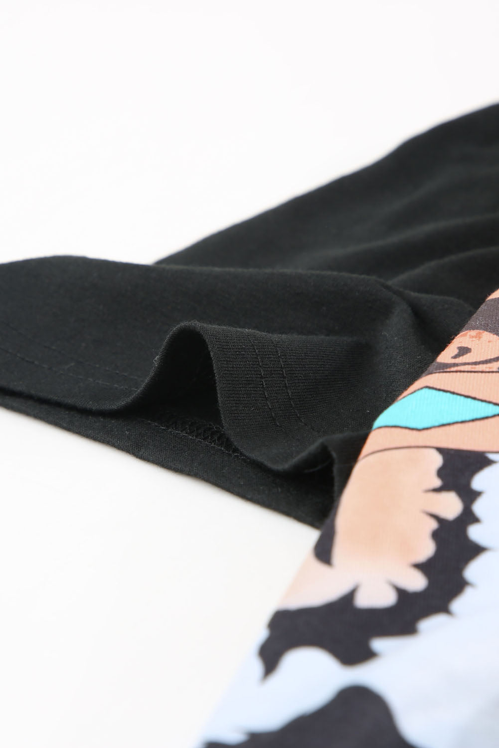 A stylish Printed Zip-Collar Short Raglan Sleeve Tee featuring a unique print, zip collar, and short sleeves, perfect for casual wear.