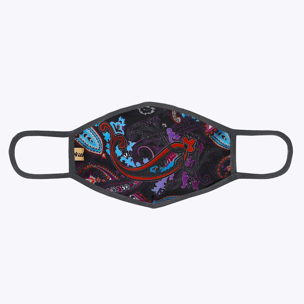 Purpler Paisley 3-Layered Face Cover featuring a vibrant paisley design, made from polyester and cotton, suitable for unisex wear.