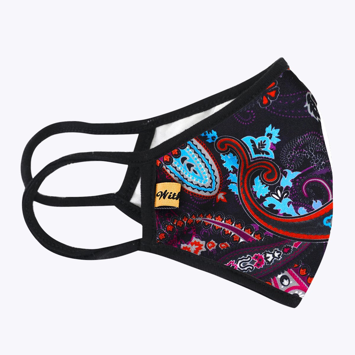 Purpler Paisley 3-Layered Face Cover featuring a vibrant paisley design, made from polyester and cotton, suitable for unisex wear.