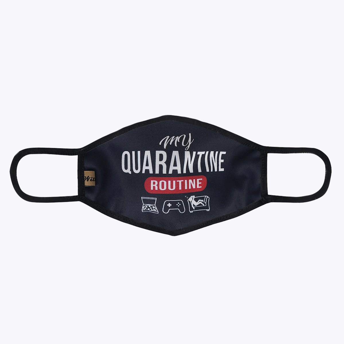Quarantine 3-Layered Face Cover in unique print design, showcasing its polyester exterior and cotton interior, suitable for unisex wear.