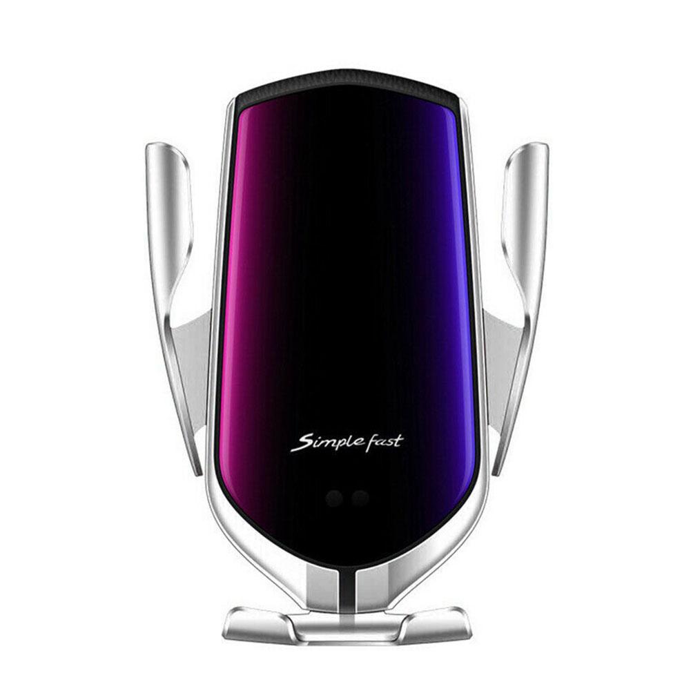 R1 Automatic Clamping 10W Car Wireless Charger with sleek design and automatic clamping feature, suitable for various smartphones.