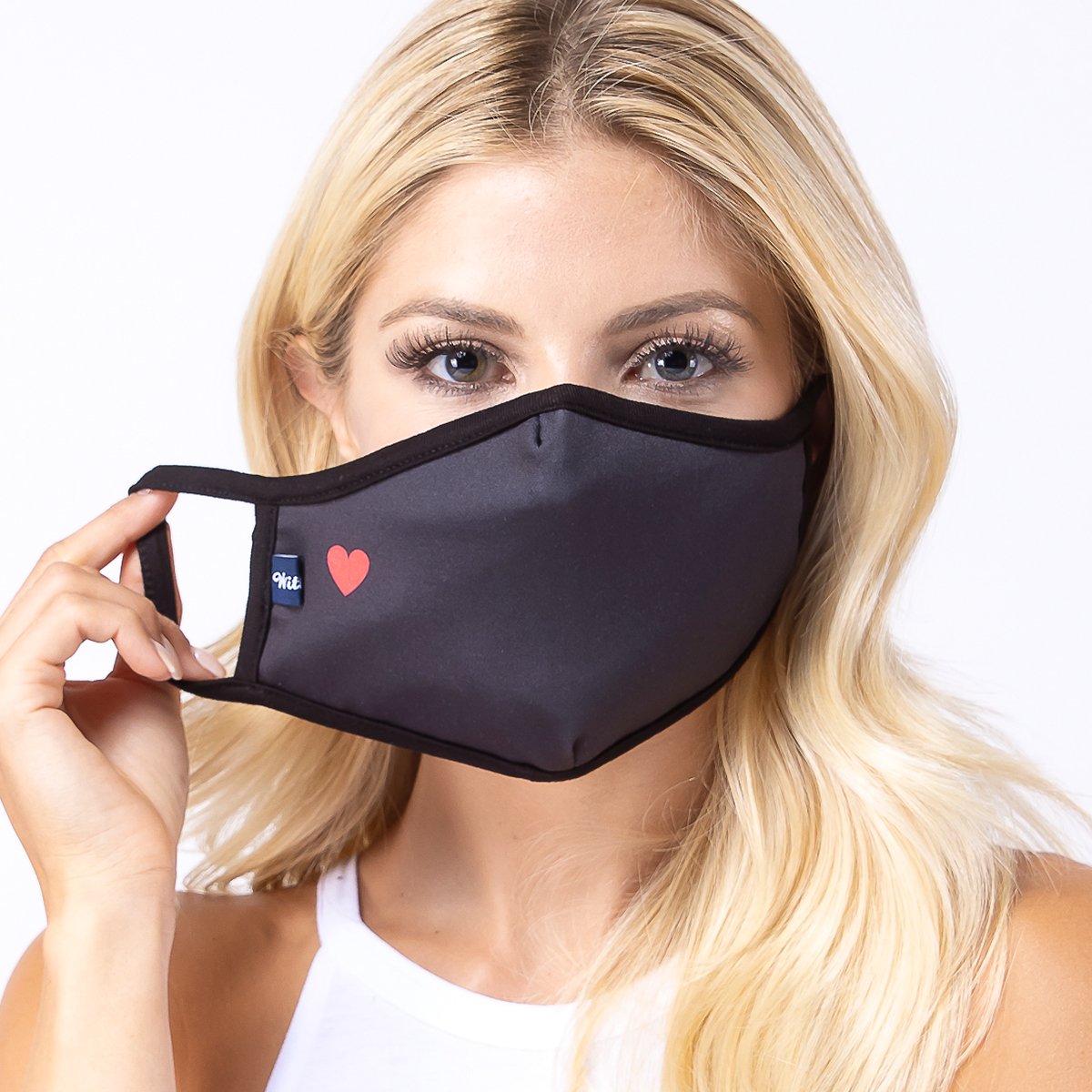 Red Heart 3-Layered Face Cover featuring a unique heart print design, made from polyester and cotton, suitable for unisex wear.