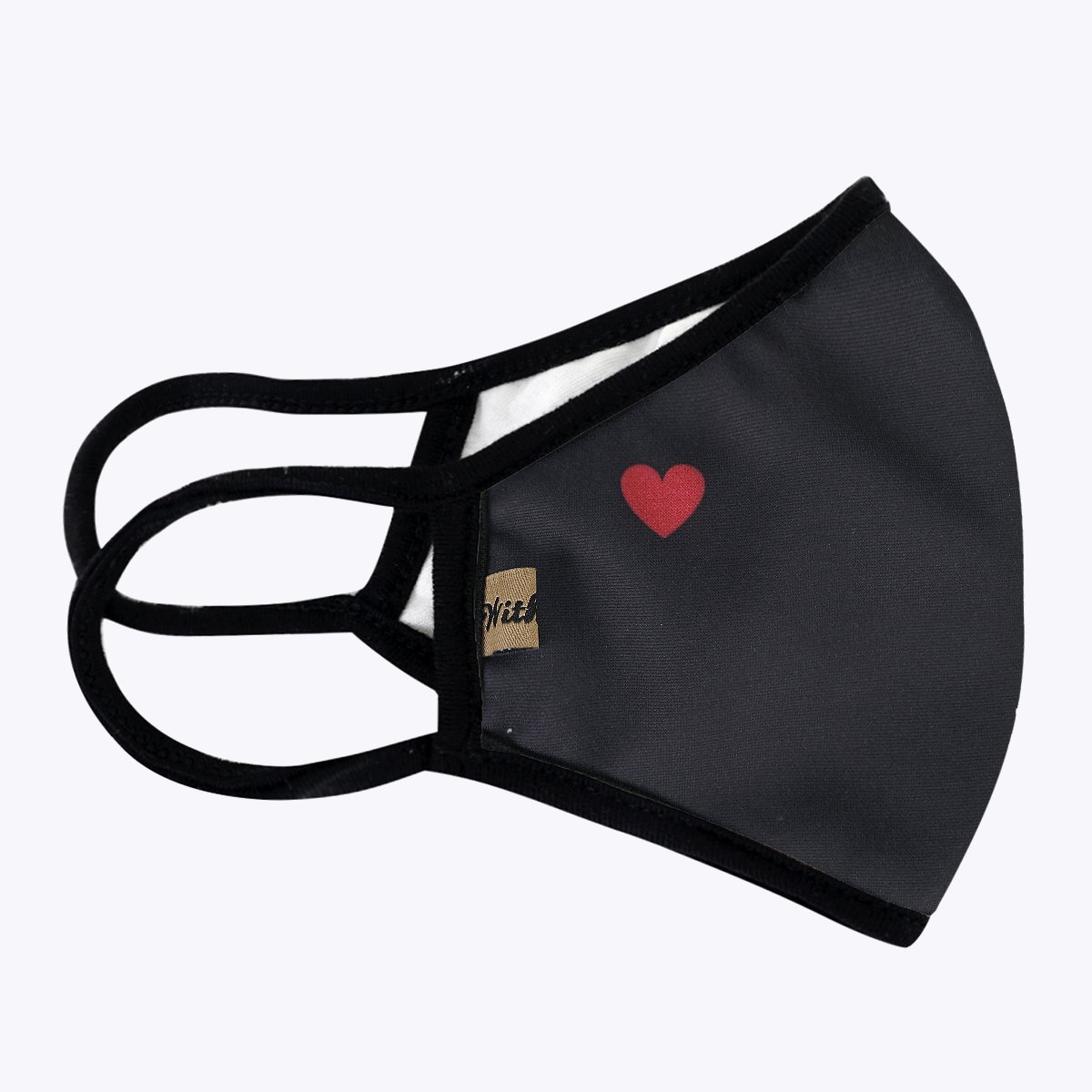 Red Heart 3-Layered Face Cover featuring a unique heart print design, made from polyester and cotton, suitable for unisex wear.