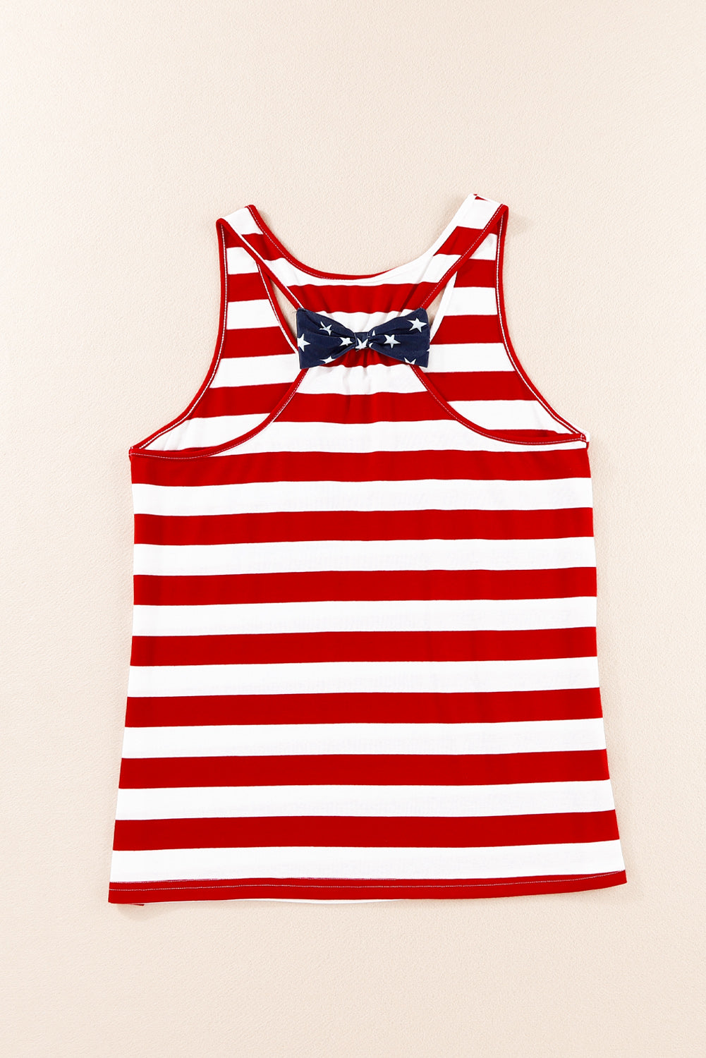 Red Pocket Patch Stars & Stripes Tank Top featuring a scoop neck, sleeveless design, and bowknot detail on the racerback.