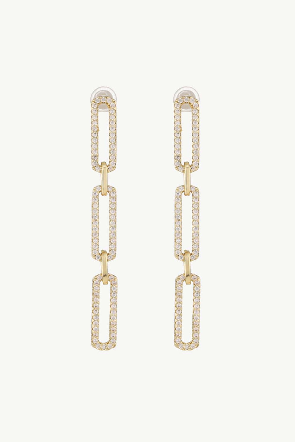 Rhinestone Chunky Chain Drop Earrings featuring a modern design with sparkling rhinestones and a lightweight copper structure.