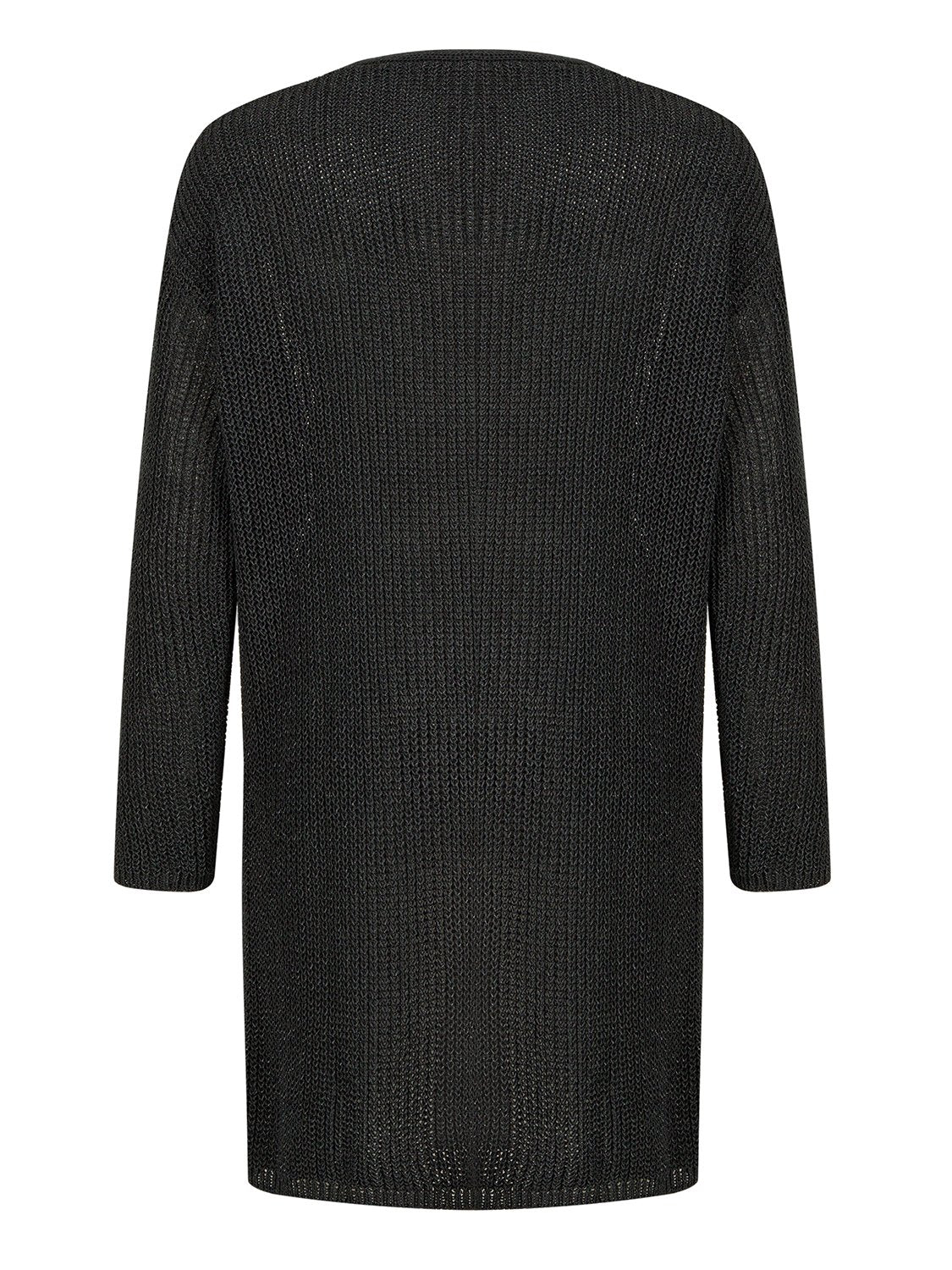 A stylish ribbed knit cardigan in a soft mercerized fabric, featuring long sleeves and a cozy design, perfect for layering.