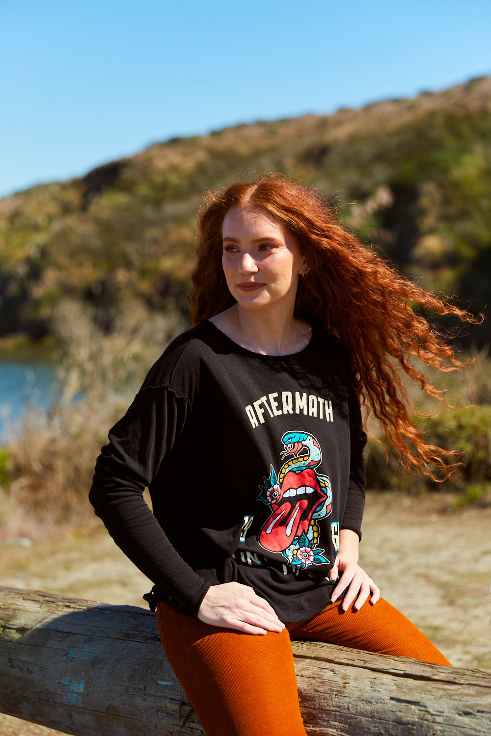 Rolling Stones Paint It Black Long Sleeve shirt featuring a classic black design, made from linen and organic cotton, perfect for winter wear.