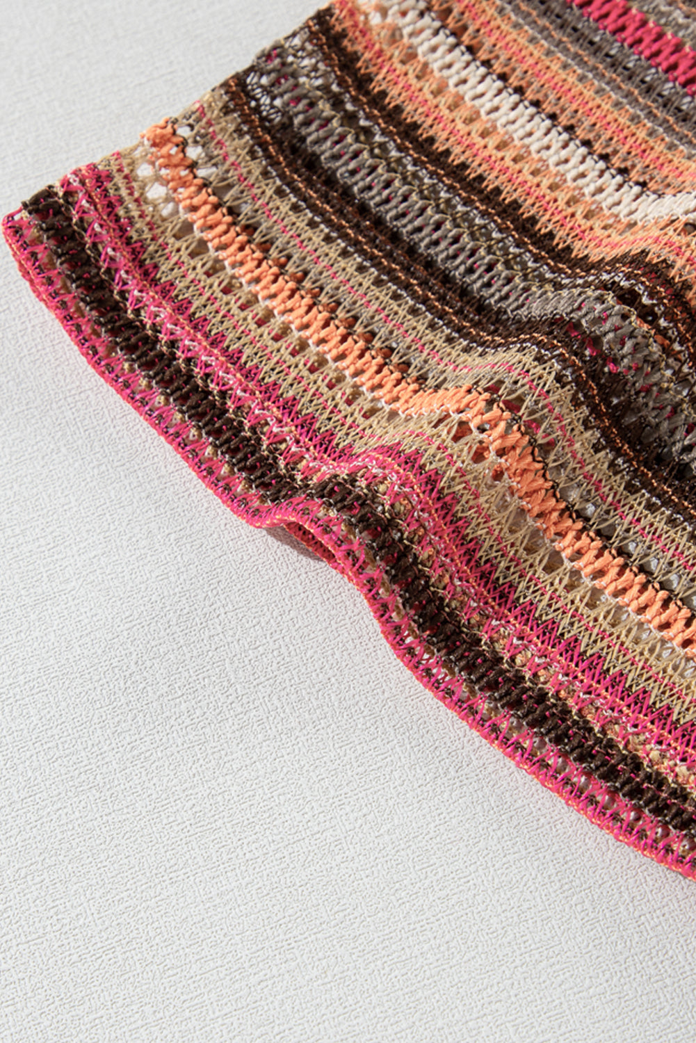 Rose Red Ethnic Striped Wide Cropped Long Sleeve Top featuring vibrant ethnic stripes and wide sleeves, perfect for stylish casual wear.