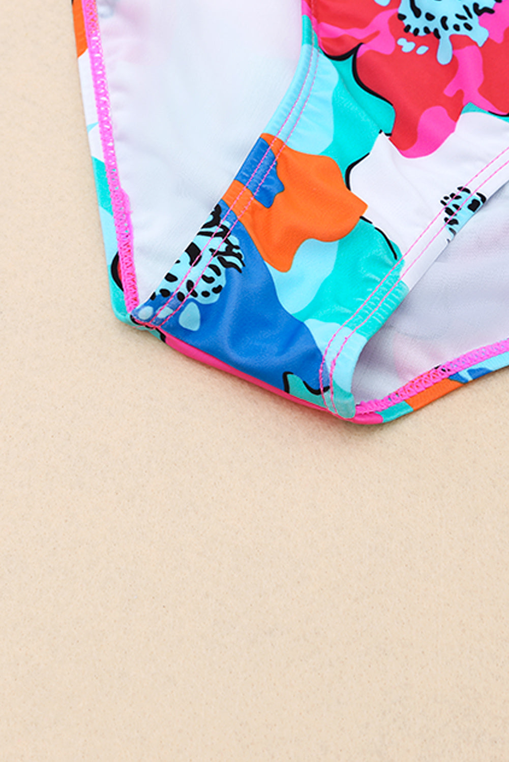 Rose V Neck Ruffles Floral Print High Waist Bikini featuring a v-neck top with ruffles and a floral print bottom, perfect for summer.