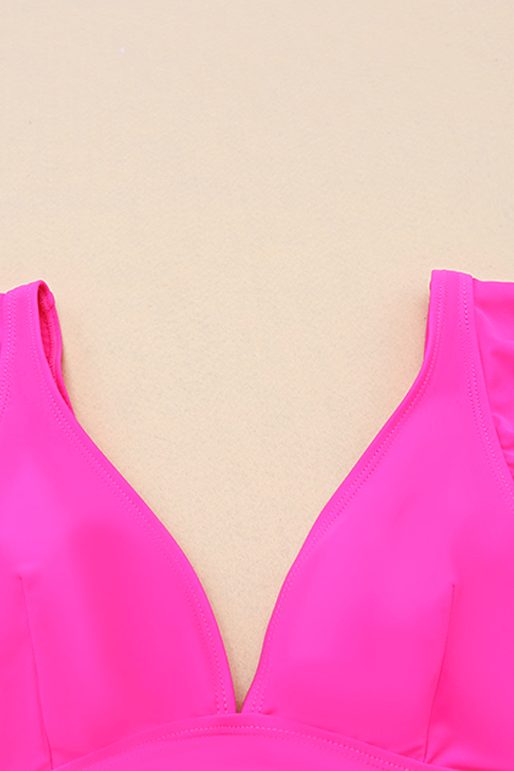 Rose V Neck Ruffles Floral Print High Waist Bikini featuring a v-neck top with ruffles and a floral print bottom, perfect for summer.