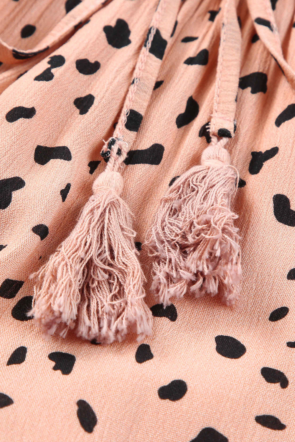 Ruffle Wide Leg Dalmatian Palazzo Pants featuring a stylish Dalmatian print, ruffled design, and wide leg fit, perfect for casual wear.