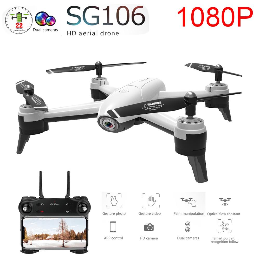 SG106 WiFi FPV RC Drone with dual 1080P HD cameras, showcasing its sleek design and features.