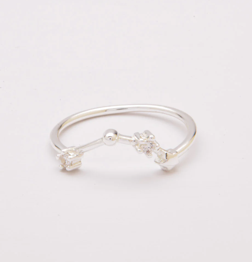 A beautiful silver ring adorned with decorative diamonds, showcasing its elegant design and high-quality craftsmanship.