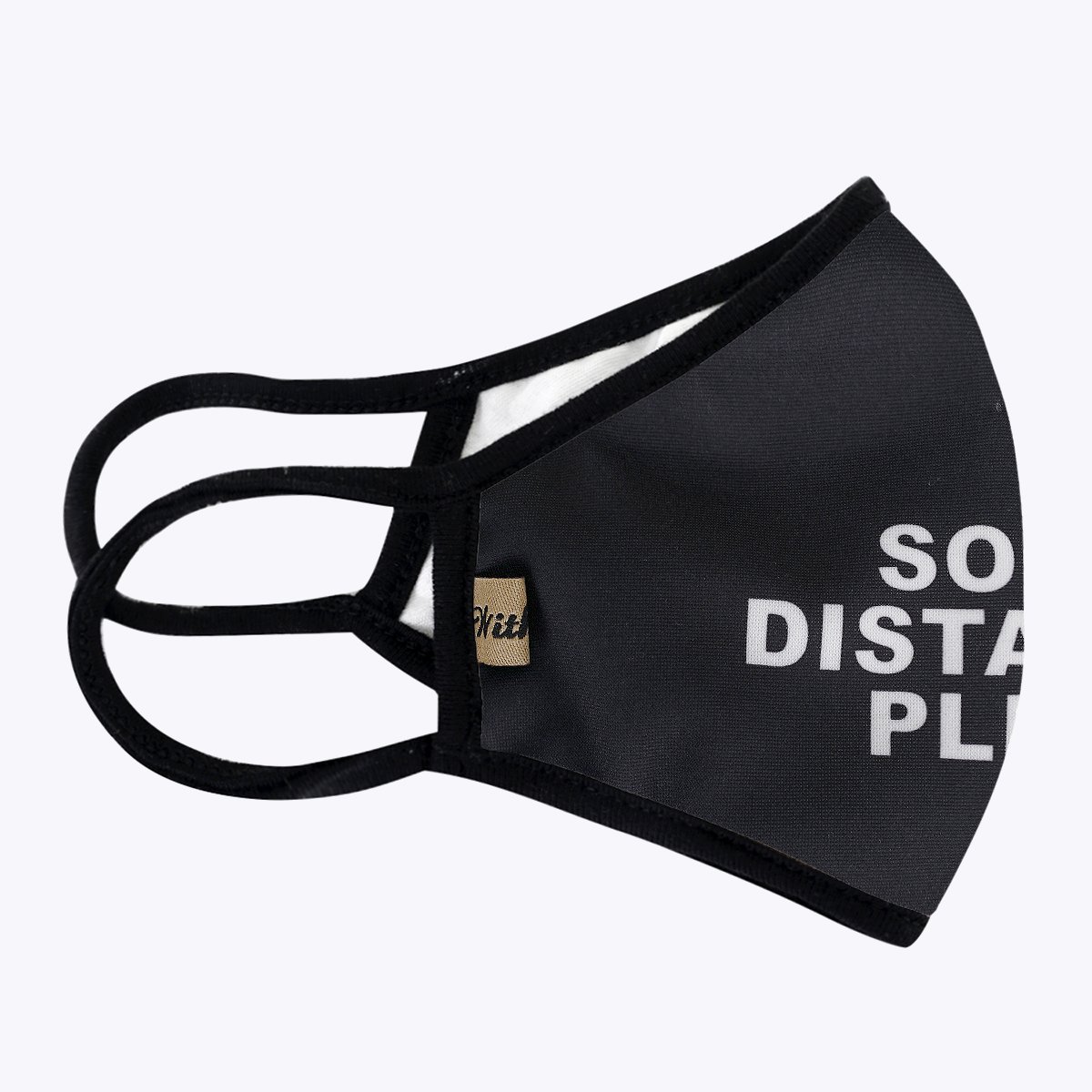 Social Distance 3-Layered Face Cover-PM0200 featuring a unique print design, made of polyester and cotton, suitable for unisex wear.