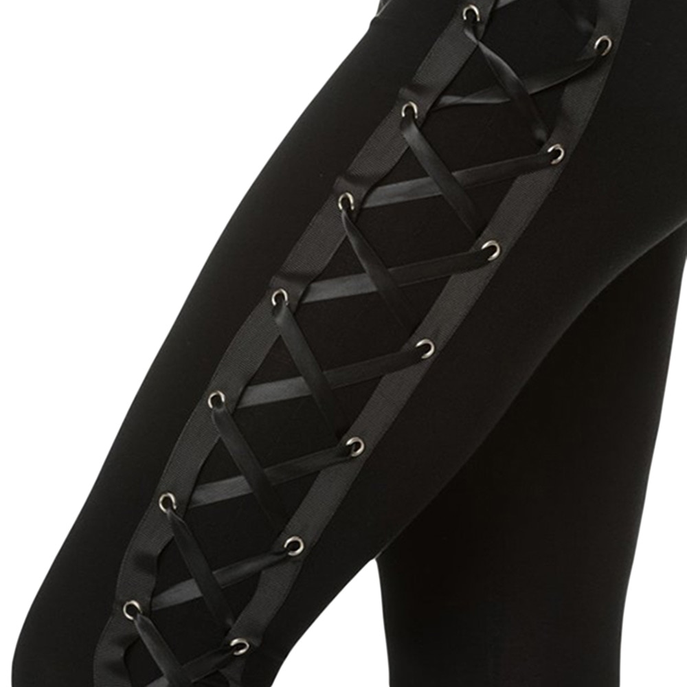 Black leggings with lace-up detail