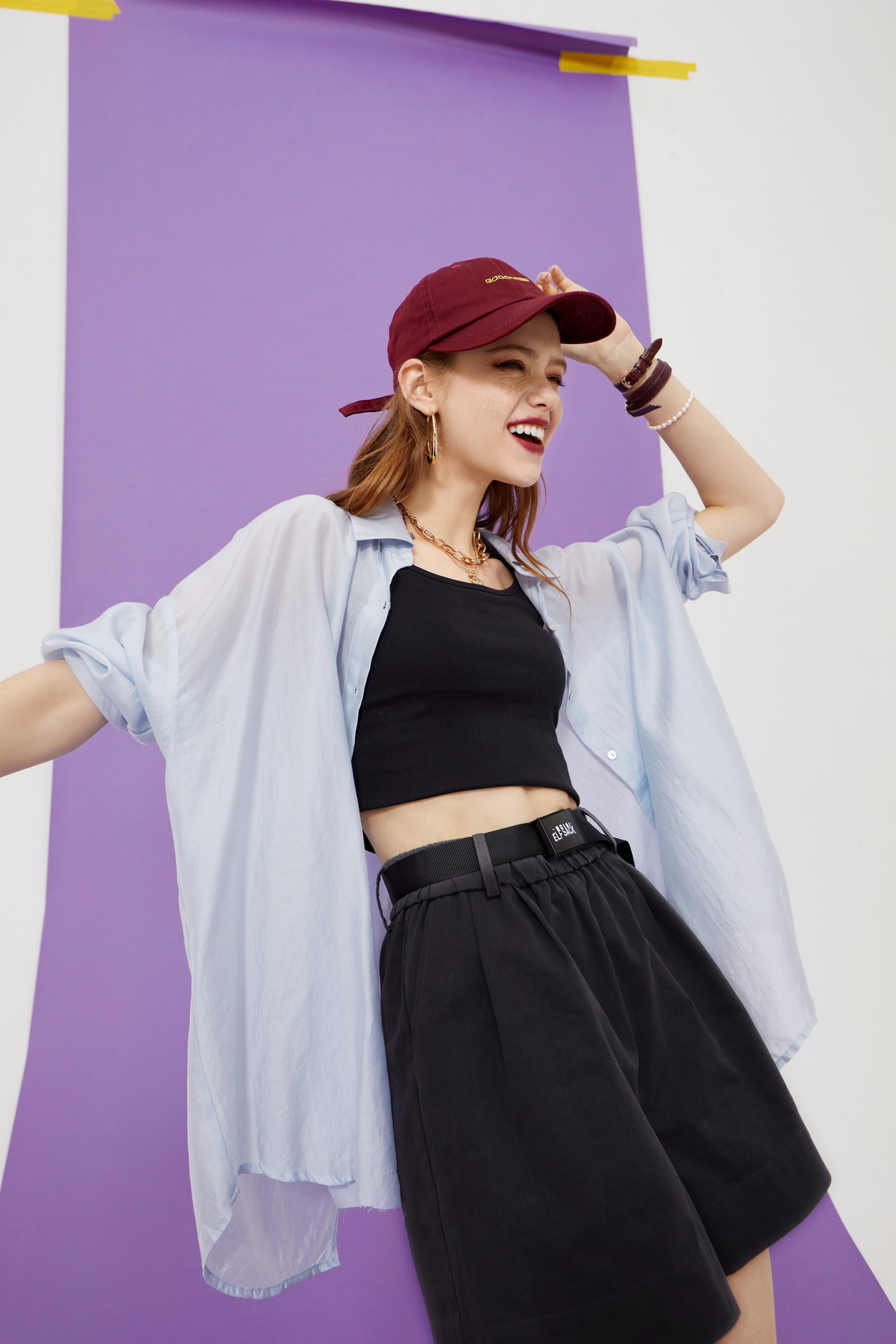 A stylish Solid Pure Chic Single Breasted Casual Minimalist Shirt for women, featuring a turn-down collar and full-length sleeves, perfect for summer wear.