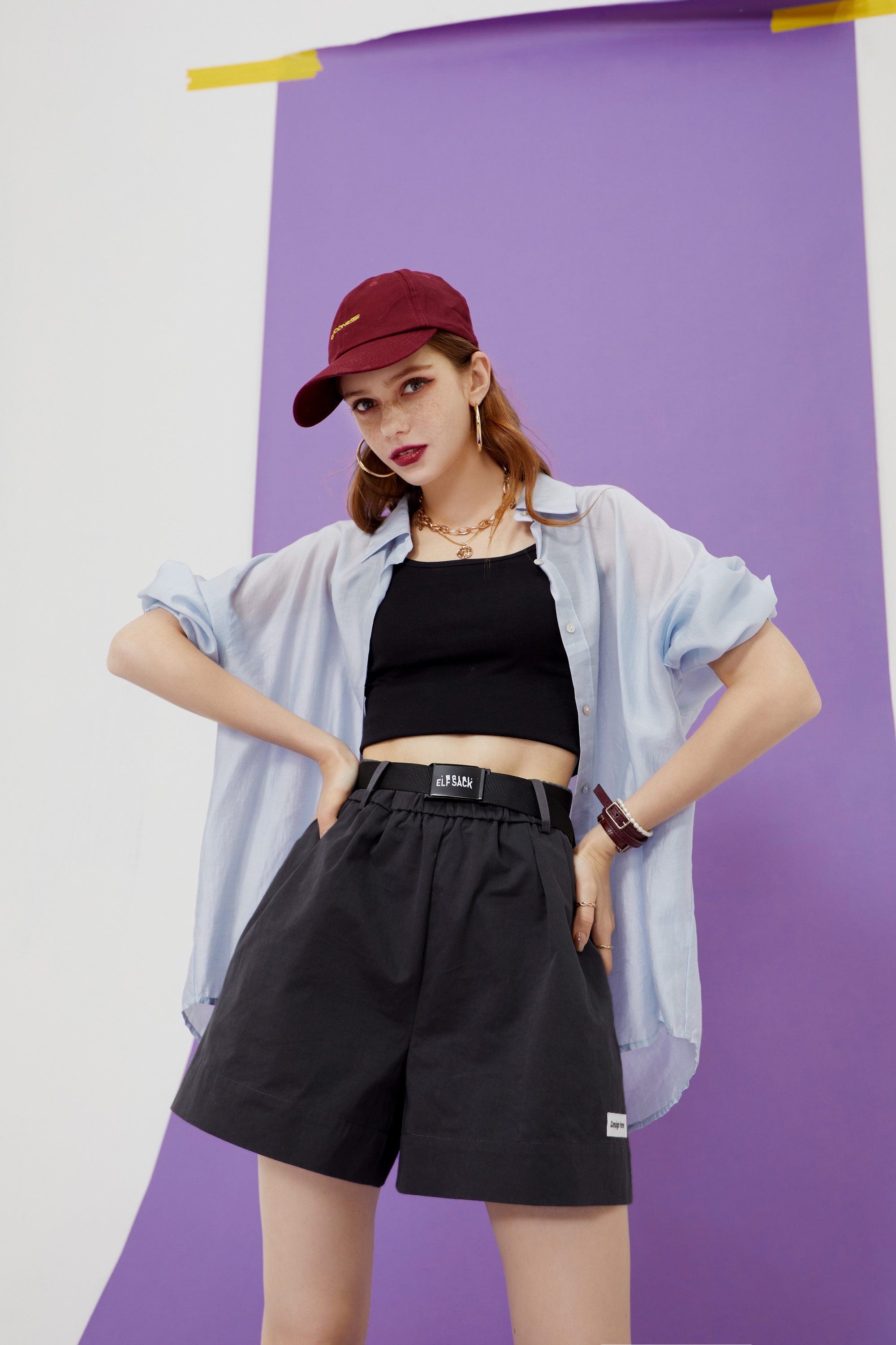 A stylish Solid Pure Chic Single Breasted Casual Minimalist Shirt for women, featuring a turn-down collar and full-length sleeves, perfect for summer wear.