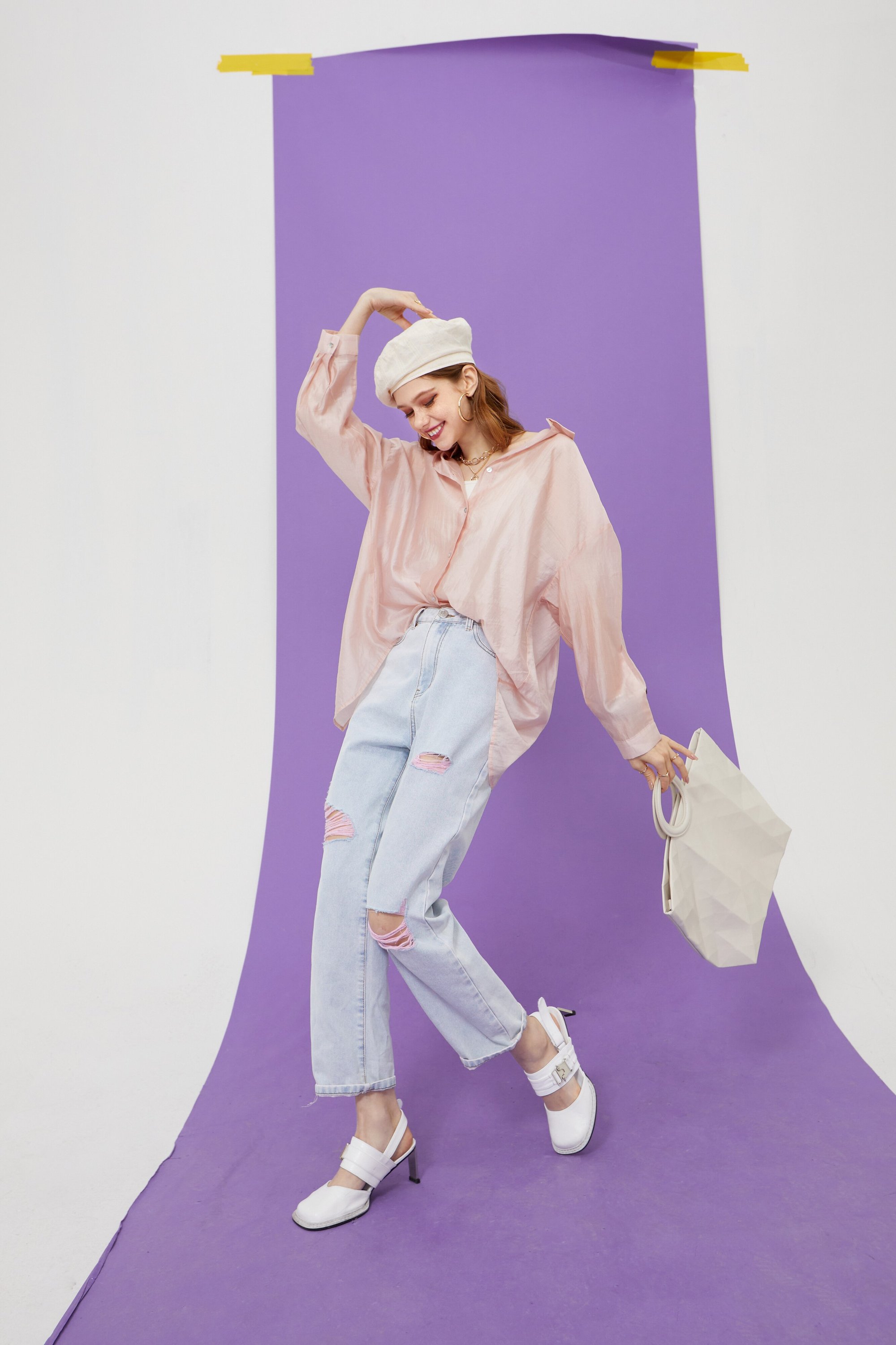 A stylish Solid Pure Chic Single Breasted Casual Minimalist Shirt for women, featuring a turn-down collar and full-length sleeves, perfect for summer wear.