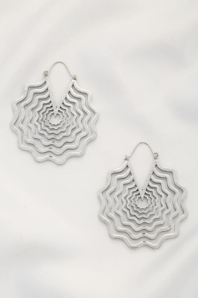 Stylish silver dangle earrings featuring a unique spider web design, perfect for adding flair to any outfit.