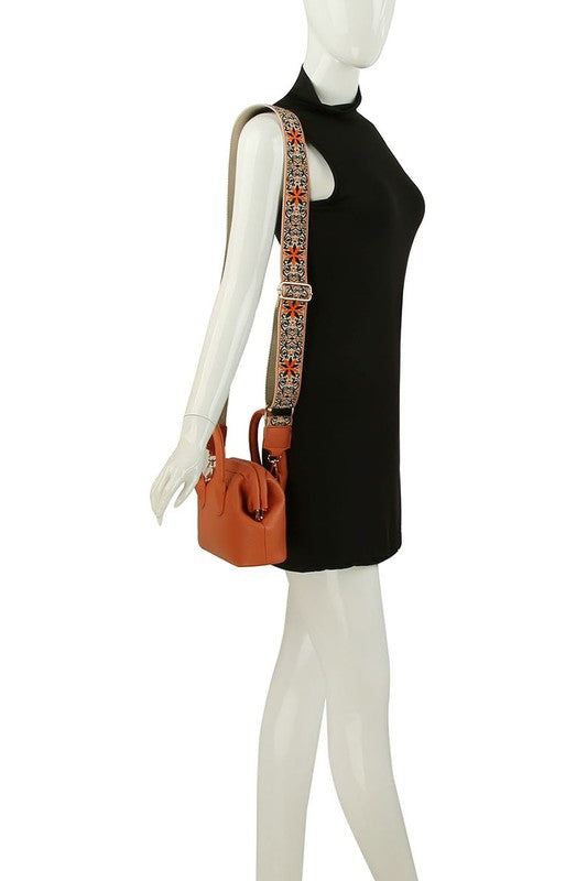 Spring Frame Doctors Satchel Crossbody Bag featuring a vintage design, faux vegan leather, and a detachable guitar strap.