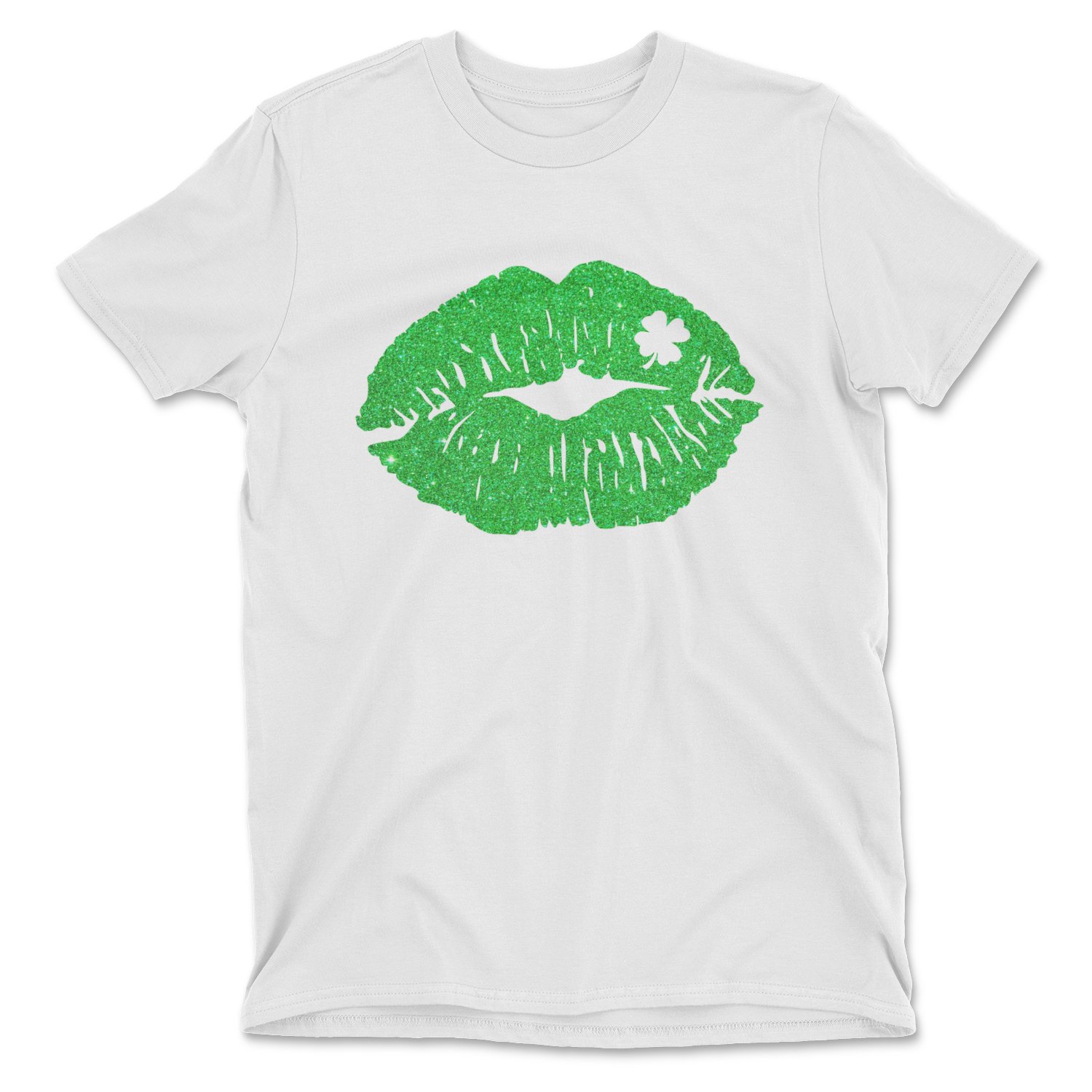 St Patrick's Day Lip Tee featuring a glittered lips design, perfect for festive celebrations.