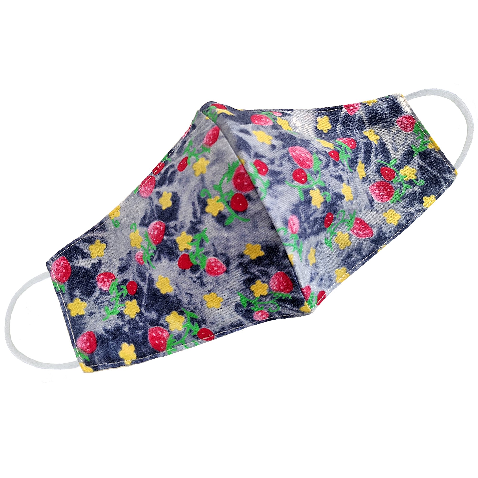 A vibrant strawberries patterned face mask, showcasing a unique design perfect for personal expression and protection.
