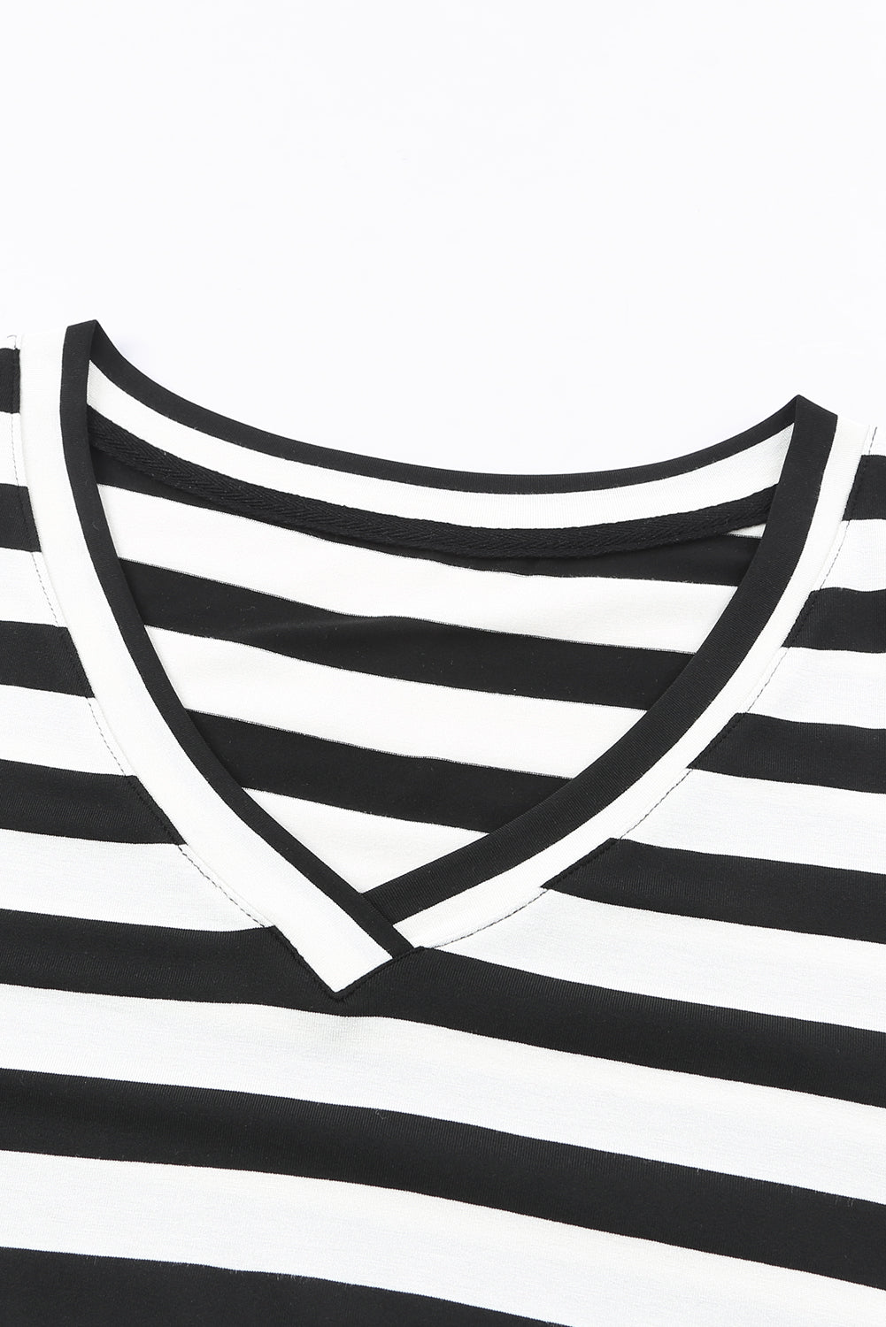 A stylish striped V-neck short sleeve dress with a side slit, perfect for casual outings.