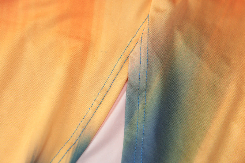 A stylish Summer Tie Dyed Printed Sheath Dress featuring a vibrant tie-dye pattern, V-neckline, and sleeveless design, perfect for summer outings.