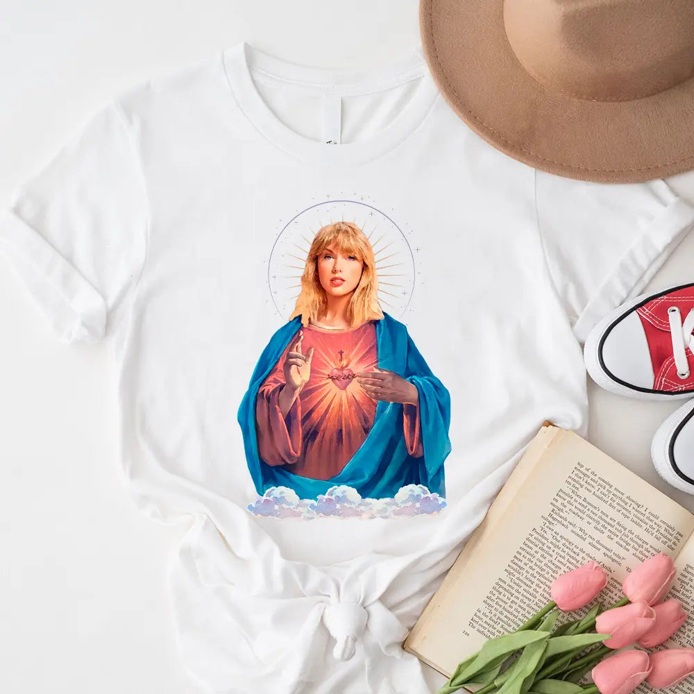 Taysus Tay Jesus Candle T-shirt featuring a unique design, made from 100% Ringspun Cotton, suitable for both men and women.