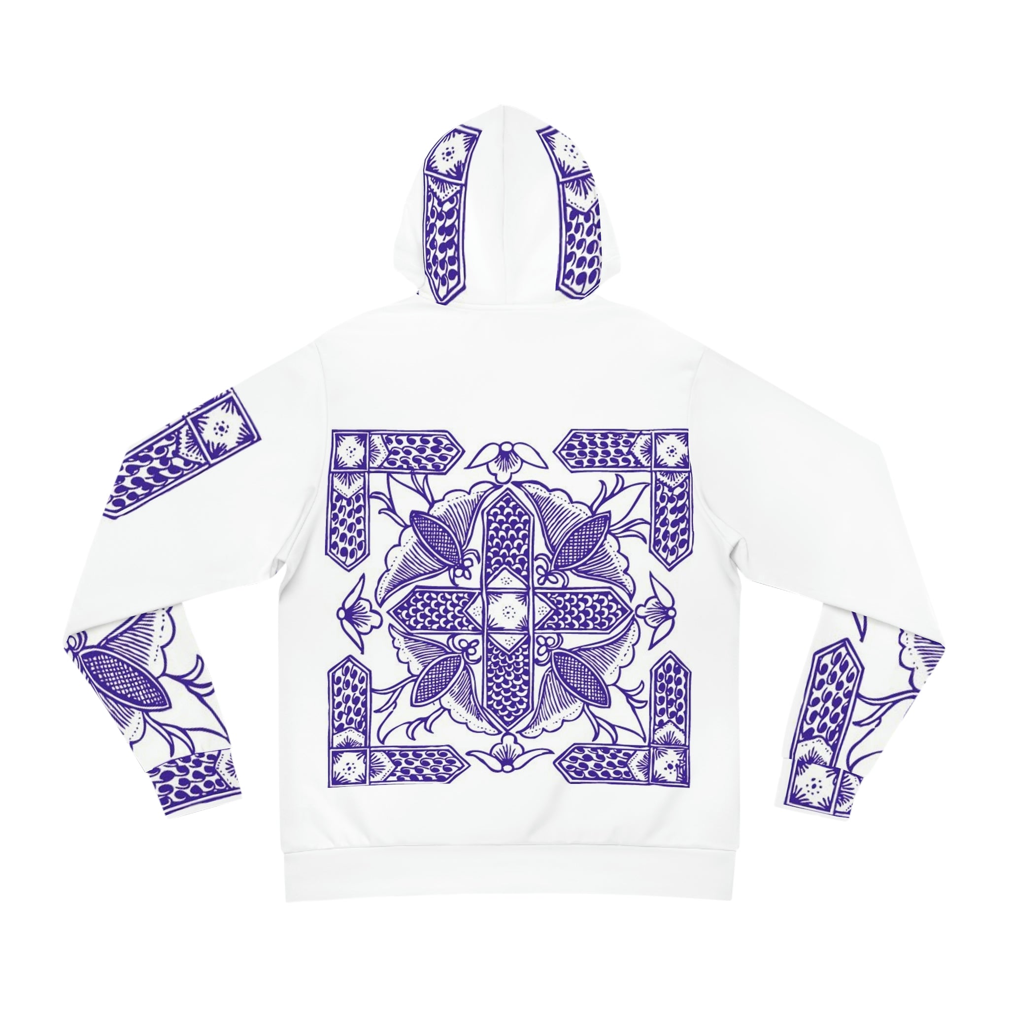 The Cali West Hoodie featuring a cozy blend of polyester, cotton, and spandex, showcasing vibrant all-over prints in a unisex design.