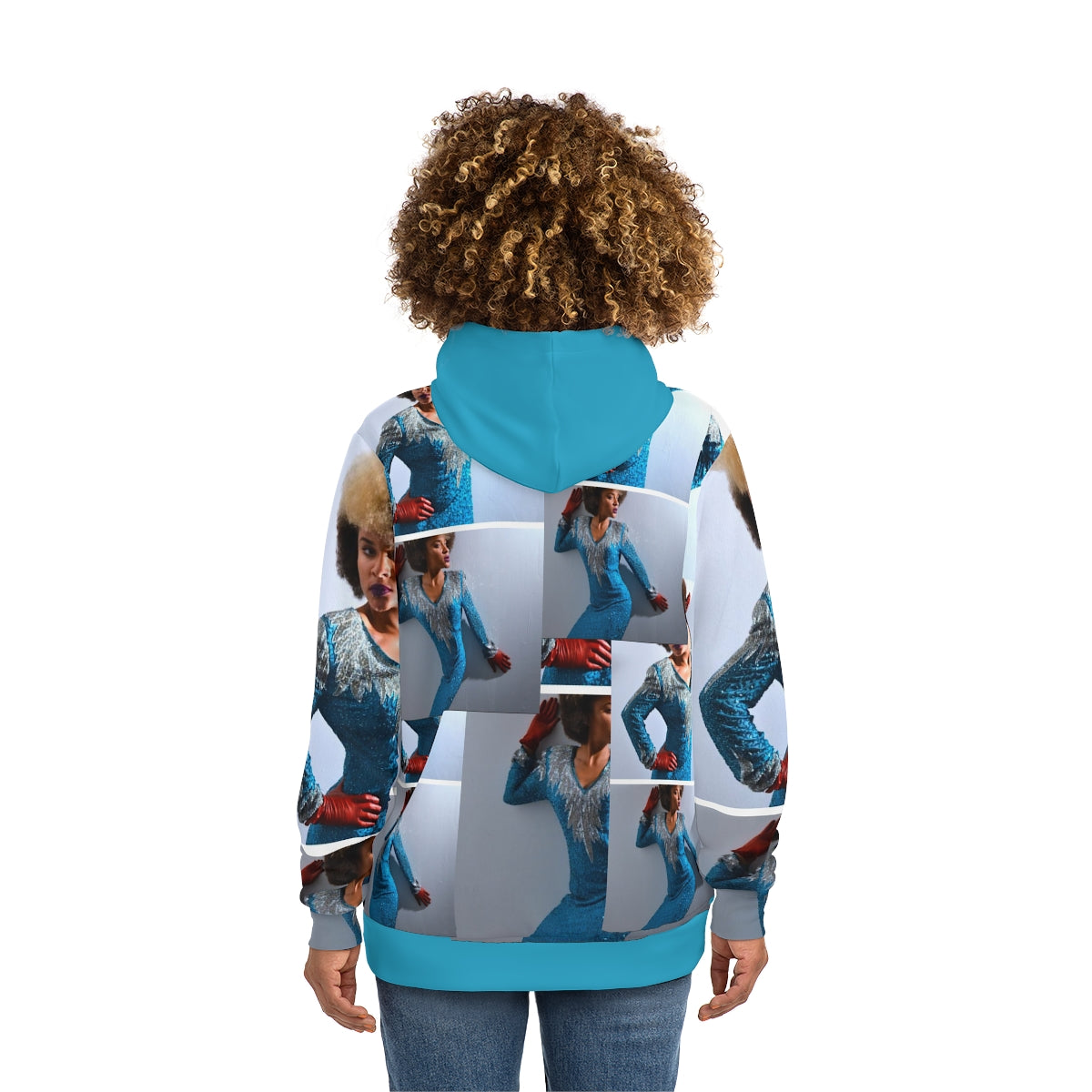 The Grady Stylee Hooded Sweatshirt featuring a stylish all-over-print design, made from a cozy blend of polyester, cotton, and spandex.
