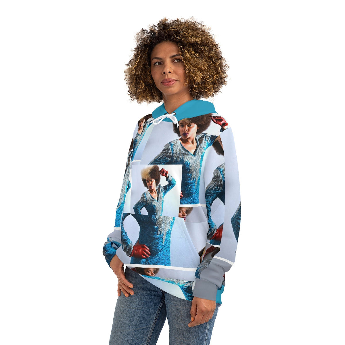The Grady Stylee Hooded Sweatshirt featuring a stylish all-over-print design, made from a cozy blend of polyester, cotton, and spandex.