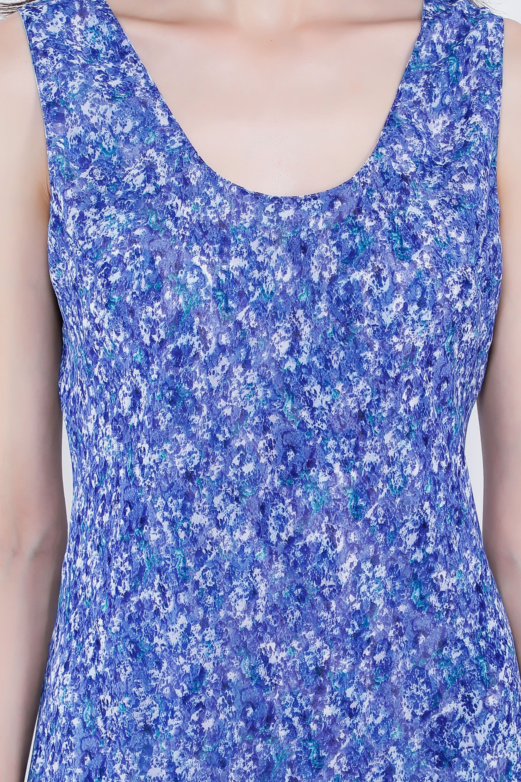 Light blue Polka Reversible Dress showcasing its elegant cowl neckline and versatile design, perfect for various occasions.