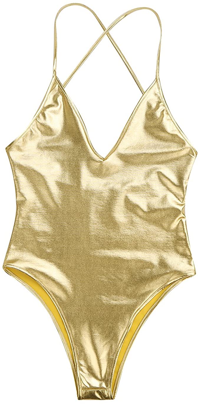 The Sophia High Cut Thong Leotard featuring adjustable spaghetti straps and a glossy finish, designed for comfort and style.