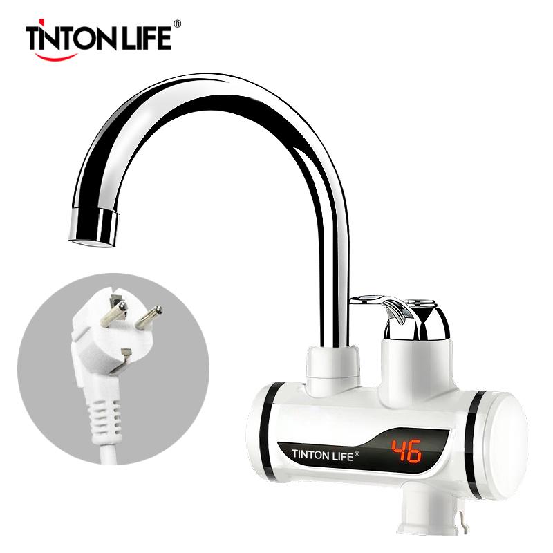 Tinton Life Tankless Instant Electric Water Heater with LED temperature display and modern faucet design.
