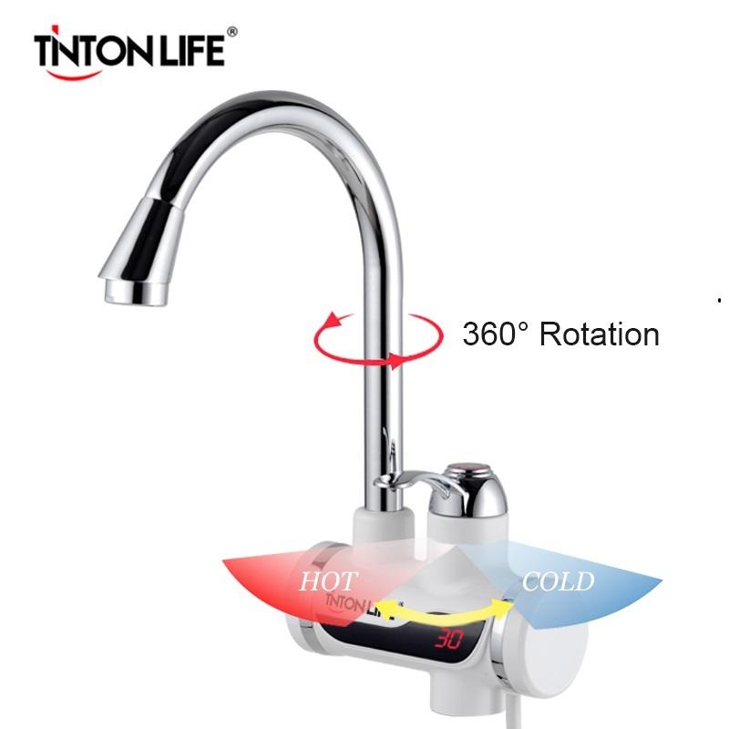 Tinton Life Tankless Instant Electric Water Heater with LED temperature display and modern faucet design.