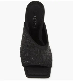 Topshop Wide Fit Rose Crystal Embellished Stiletto Sandal featuring sparkling crystals and a sculptural heel, perfect for elegant occasions.