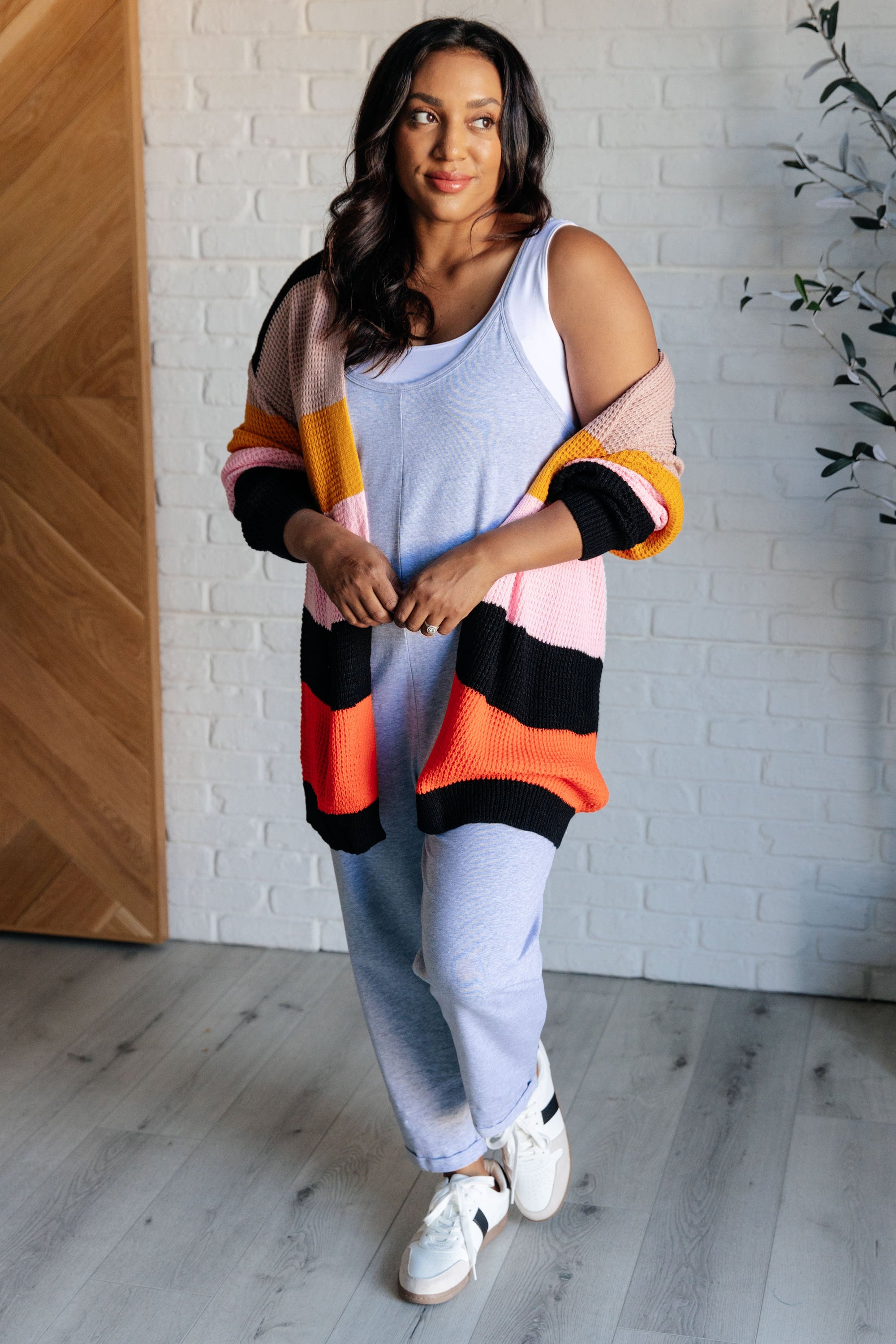 Totally Me Spaghetti Strap Jumpsuit in Heather Grey, featuring a scooped neckline, spaghetti straps, and functional patch pockets.