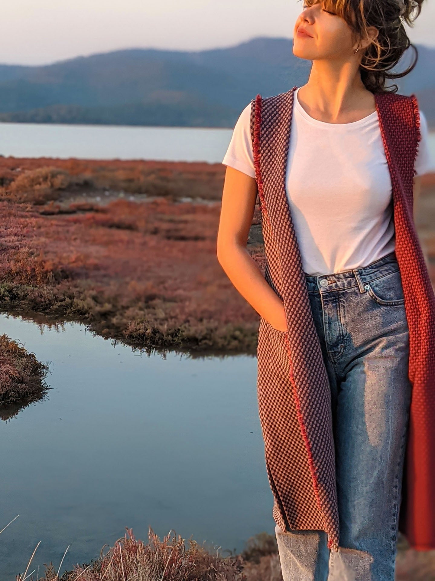 TRALLES half and half gilet featuring front pockets, stylish design, and standard size fit.