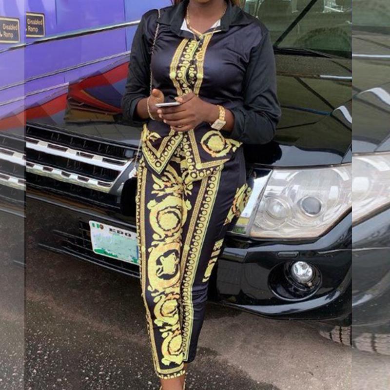 Glamaker women's two-piece paisley print knitted black jumpsuit, showcasing a stylish design and full-length fit.