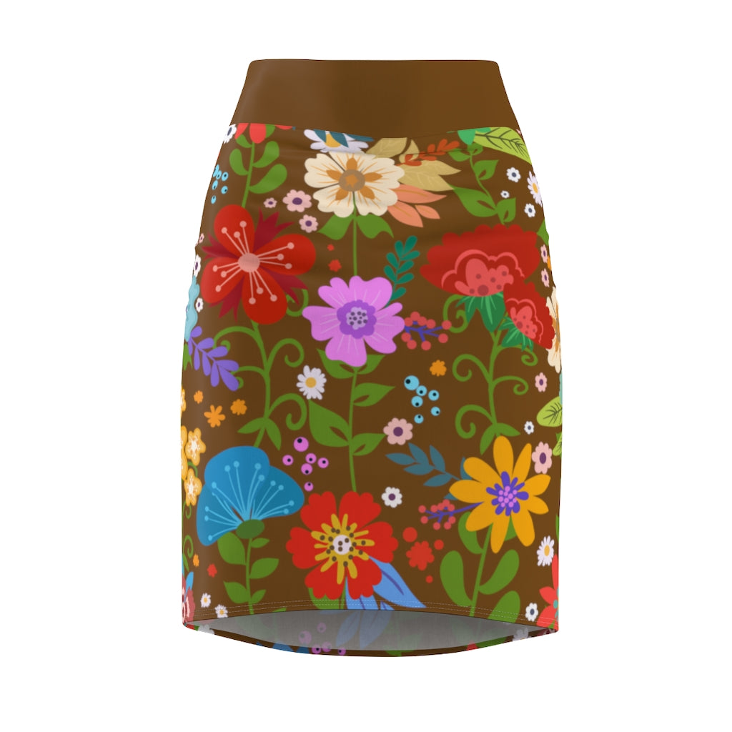 Uniquely You Women's Pencil Skirt featuring a high waist stretch design in a vibrant multicolor pattern, perfect for stylish occasions.