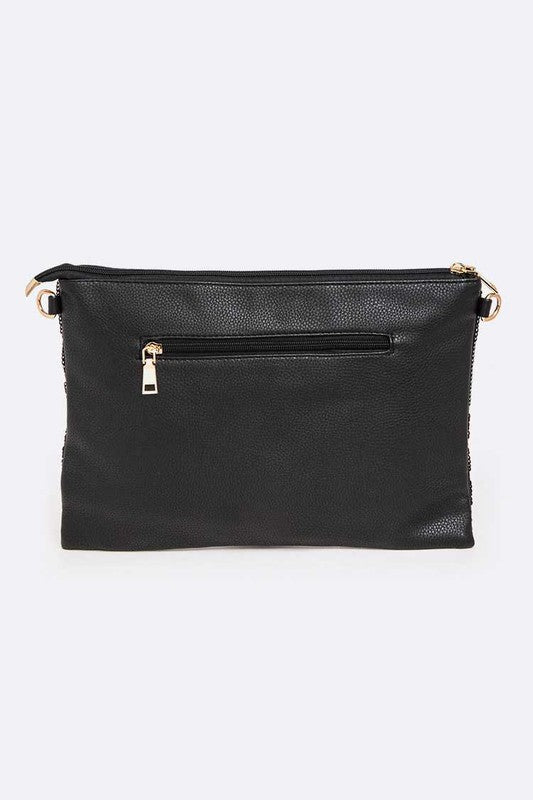 USA Flag Sequins Convertible Crossbody Bag with vibrant sequins and adjustable shoulder strap.