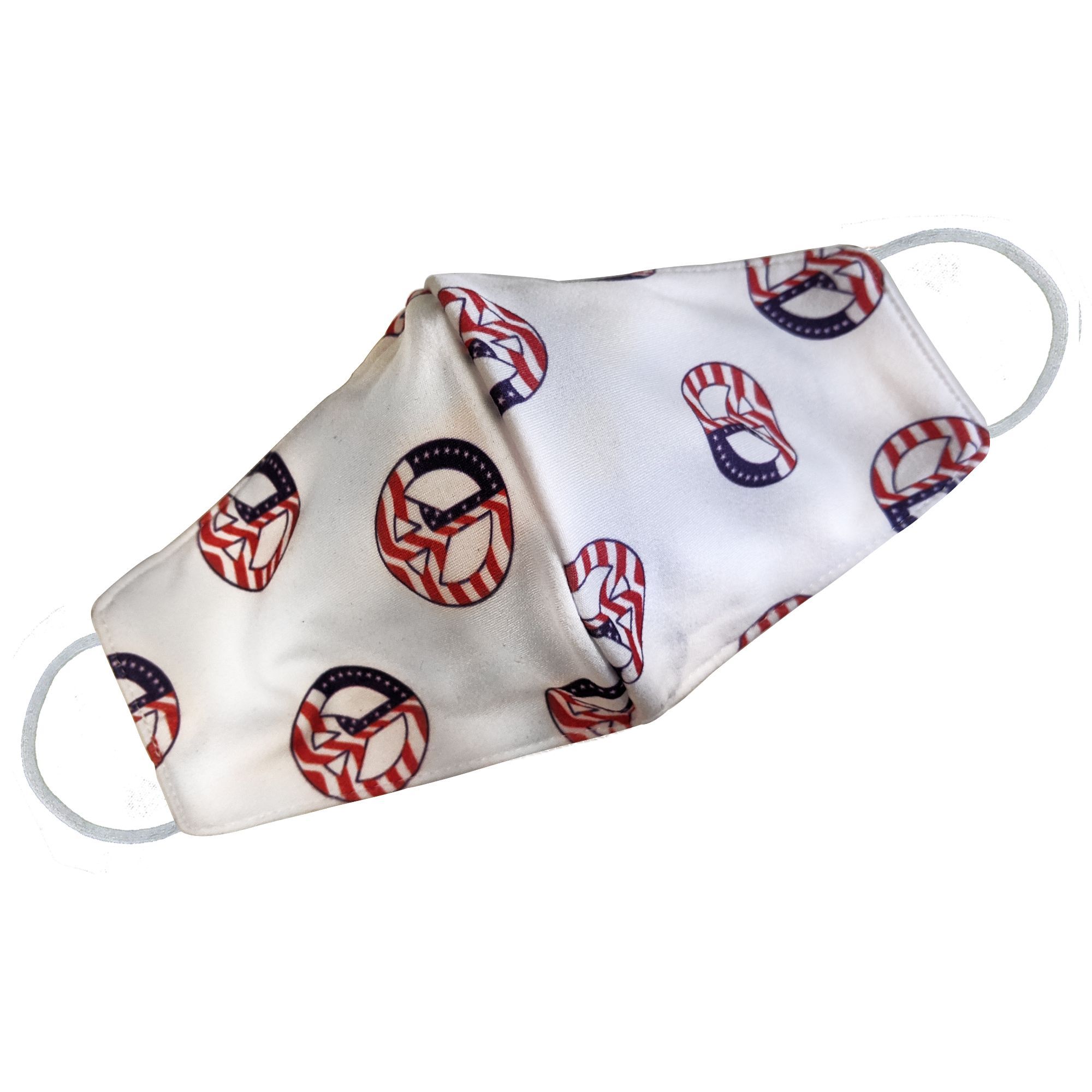 USA Peace Sign Circle Face Mask featuring a vibrant peace sign design, suitable for everyday use and machine washable.