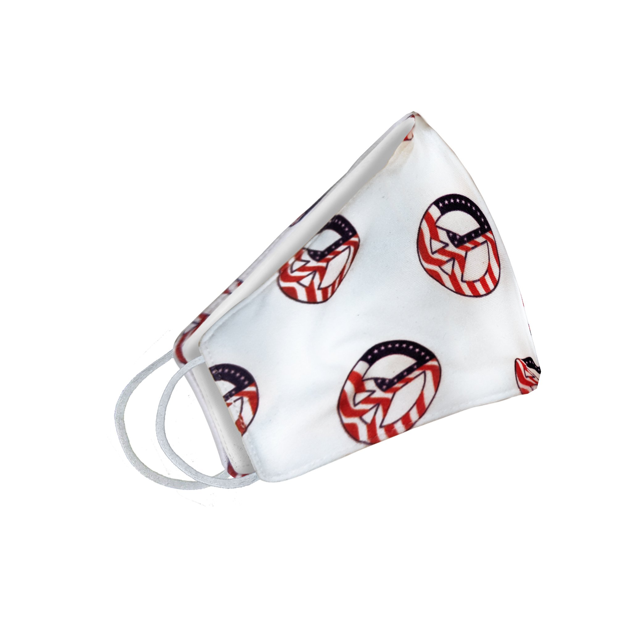 USA Peace Sign Circle Face Mask featuring a vibrant peace sign design, suitable for everyday use and machine washable.