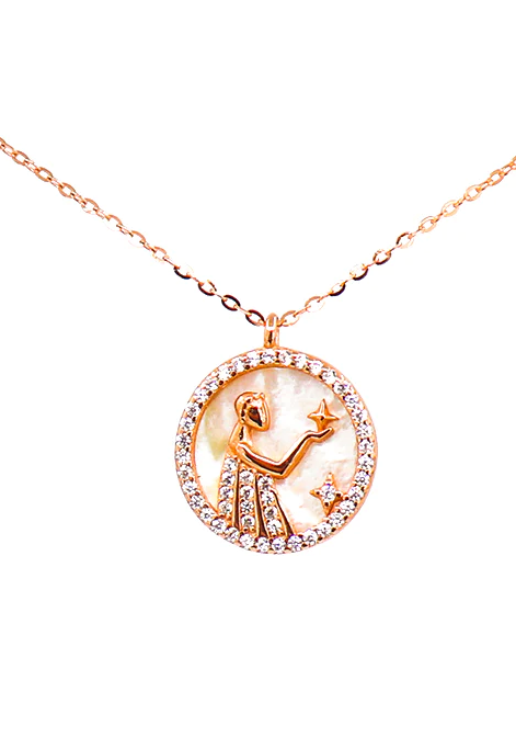 Elegantna verižica z obeskom DEVICA v rose gold barvi, izdelana iz 100% srebra.