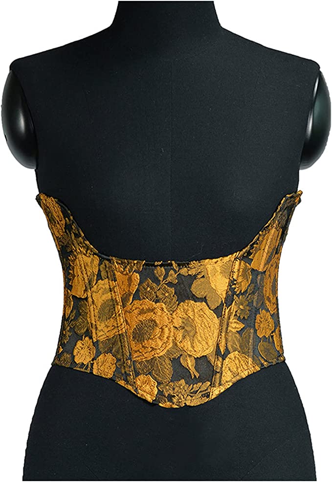 Elegant Verona Corset Belt in gold and black, perfect for renaissance-themed events and masquerade parties.